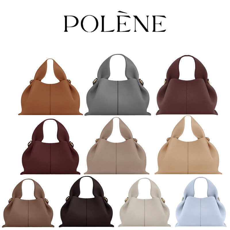 Pháp Polene Cloud Túi Da Thật Chính Hãng poleno paris Thời Trang Nữ Túi Bánh Bao Nách Túi Đeo Vai Di