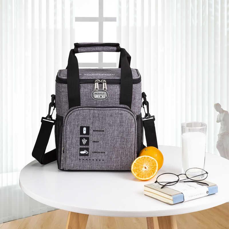 Trên nóc Hualien Hộp Cơm Trưa Túi Cách Nhiệt Di Động Lá Nhôm Dày Vải Oxford Gạo Túi Lạnh Dung Tích L