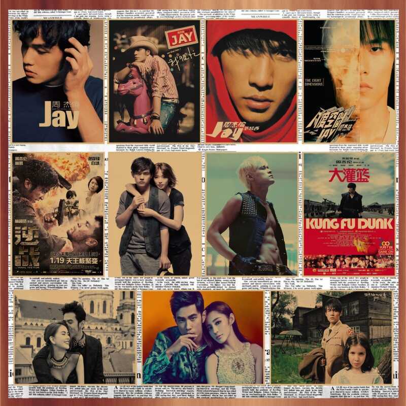 Kích Thước Lớn Jay Chou Album Bìa Phim Poster Ngôi Sao Song Ngôi Sao Retro Giấy Kraft Sách Ảnh Jay C