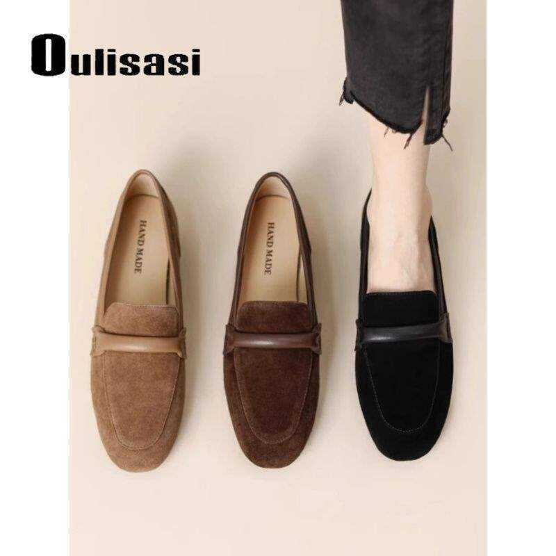 Oulisasi Giant Dễ Mặc ~ Da mềm Đế mềm Slip-On Tất cả các trận đấu cho nữ Giày đế phẳng Oxford cổ điể