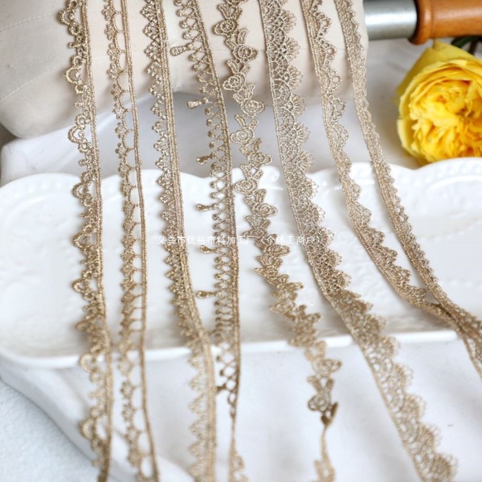 Vintage Vàng Ren Vàng lolita lolita Đầm Sườn Xám Váy Vòng Cổ Trang Trí Chất Liệu