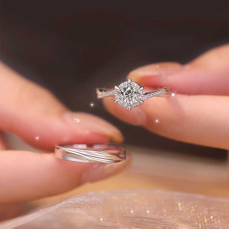 Cặp Nhẫn Đôi Jane Eyre Bạc Sterling Moissanite 1Carat, Thiết Kế Đặc Biệt Cho Nam Và Nữ