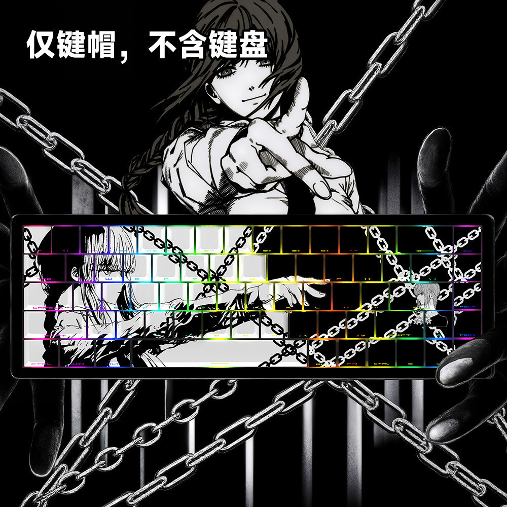 Anime Chainsaw Man Makima Keycaps PBT Cherry Profile Side-printed Shine-through keycap cho bàn phím 