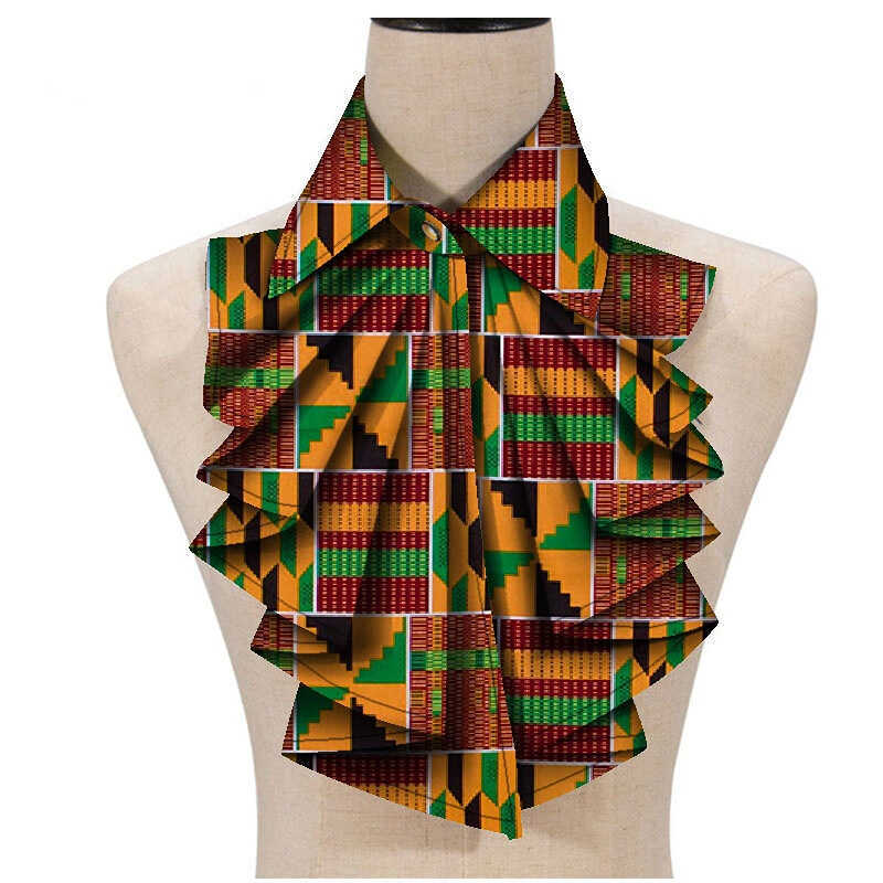 Áo nữ Ankara in hình hoa tam giác với cổ thắt nơ