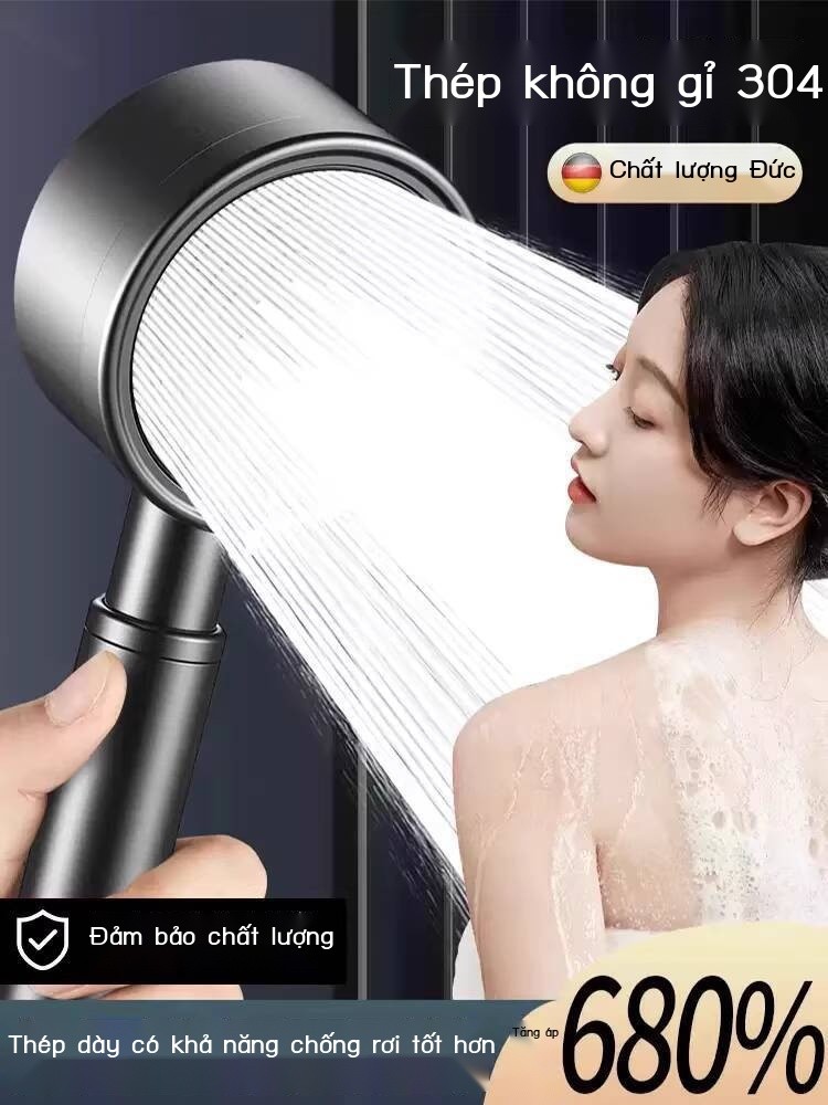 Đầu mạnh bằng thép không gỉ 304, tắm siêu mạnh, vòi sen Overlord tăng áp 4079