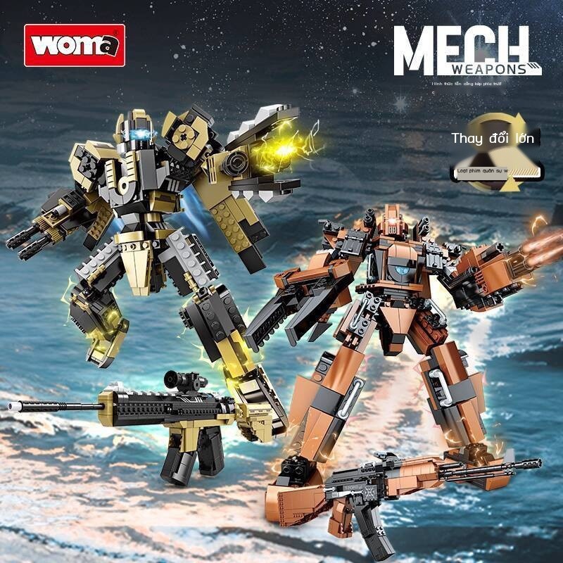 Súng lắp ráp khối Woma M416 mô AK47 súng trường robot mecha biến hình đồ chơi trẻ em quà tặng cho b