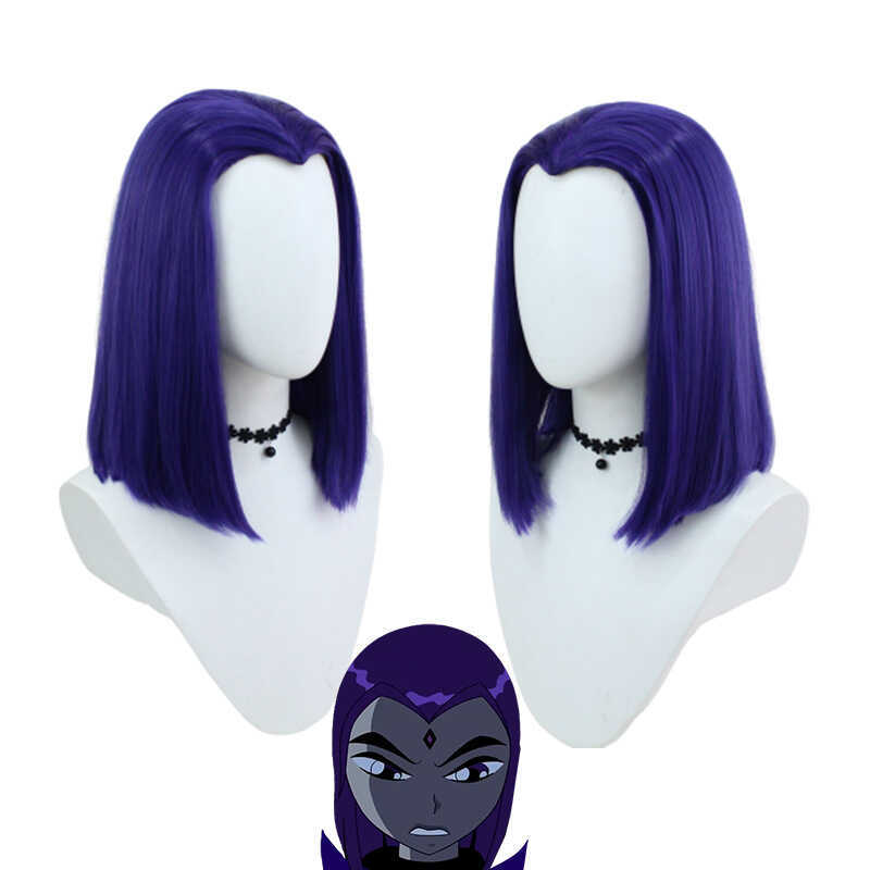 Wig ngắn màu tím cho cosplay dạng Raven - Style Titan Crow