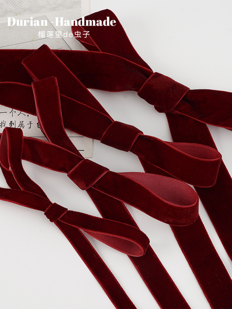 Rượu Vang Đỏ Nhung Ruy Băng Đổ Xô Trang Trí Giáng Sinh Nơ Gói Quà Một Mặt Nhung Ruy Băng Ruy Băng