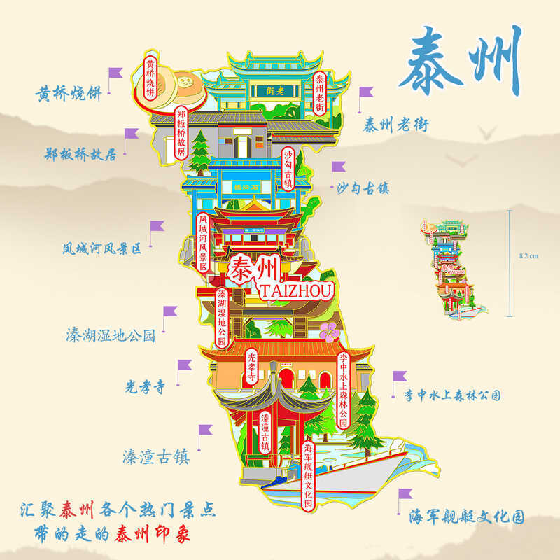 Bản quyền Giang Tôtaizhou Văn Hóa Sáng Tạo Kim Loại Tủ Lạnh Dán Đồng Phố Cổ Zheng Banqiao Cựu Nơi Ở 