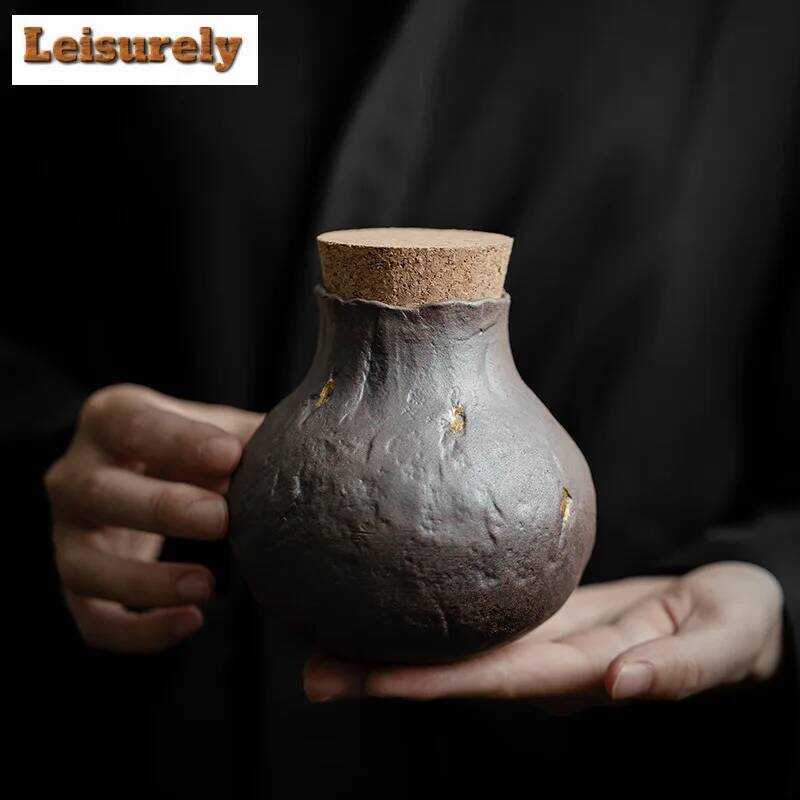 400ML Retro Đá Cũ Hộp Bùn Người Tổ Chức Chống Ẩm ehouse Bảo Quản Hộp Đựng Hộ Gia Đình Caddy Trà Mặt 