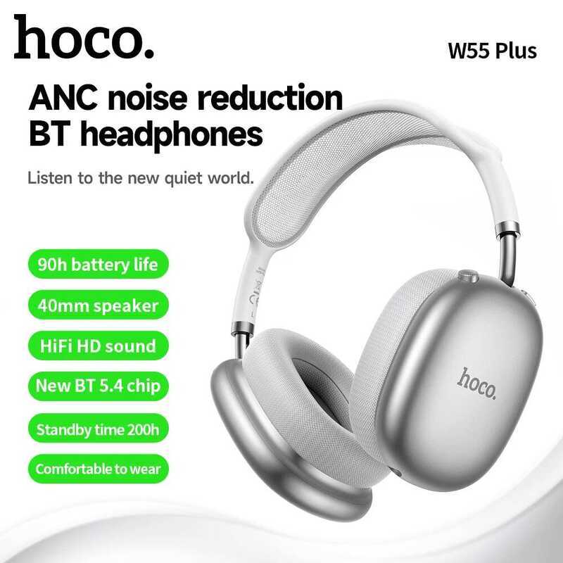 HOCO W55 Plus ANC Không Giảm Tai Nghe Bluetooth 5.4 Tai Nghe Thể Thao Không Dây Tai Nghe Đầu Gắn Cho
