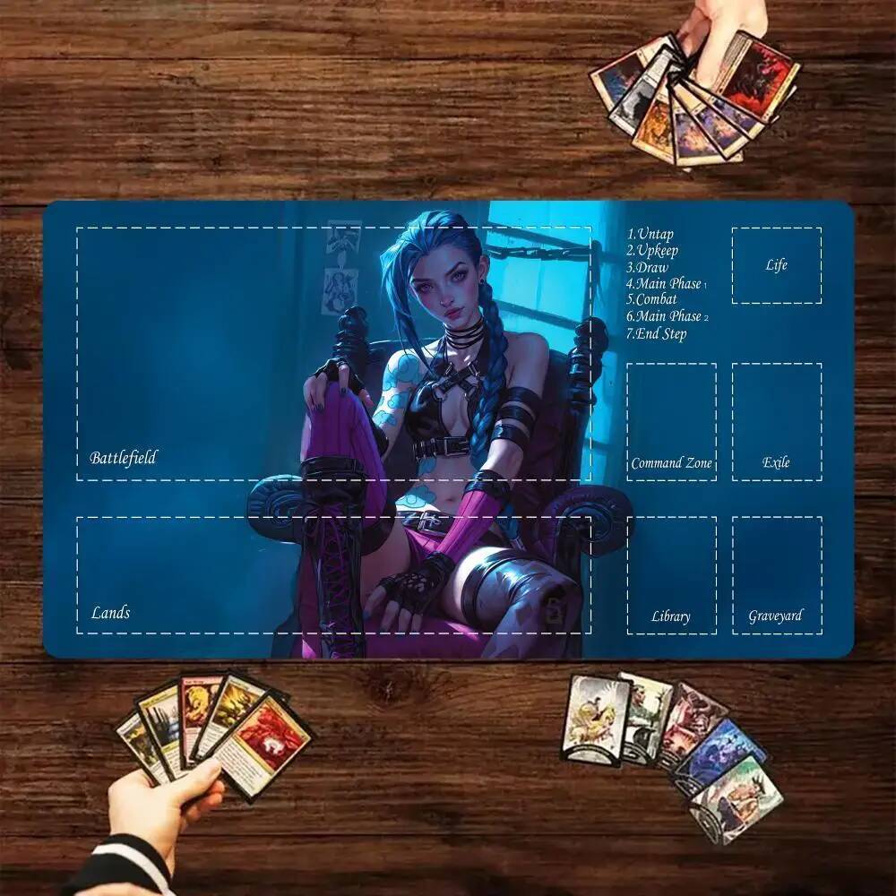 Magic Card Battle Playmat với khu vực Jinx chủ đề minh họa MTG playmat tập hợp trò chơi thảm để bàn 