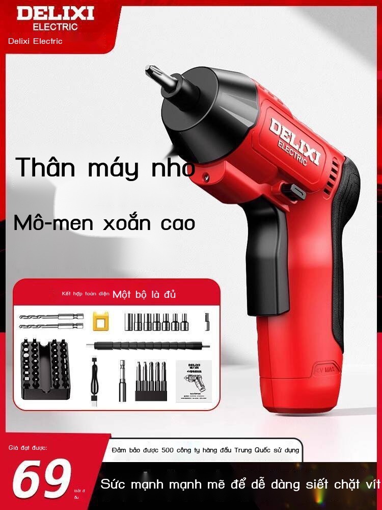 Bộ Delixi dùng cho gia đình, pin lithium, tua vít điện công suất cao, đa chức năng