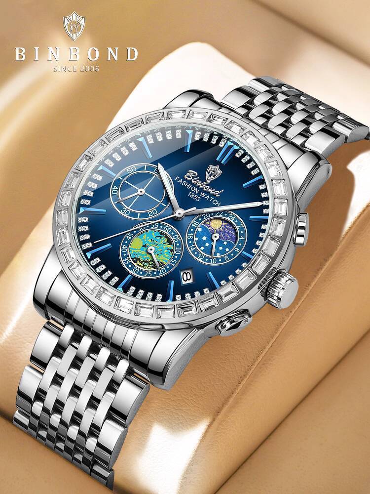 Đồng BINBOND chính hãng, chống nước, quartz thời trang, đồng hồ phát sáng cho nam