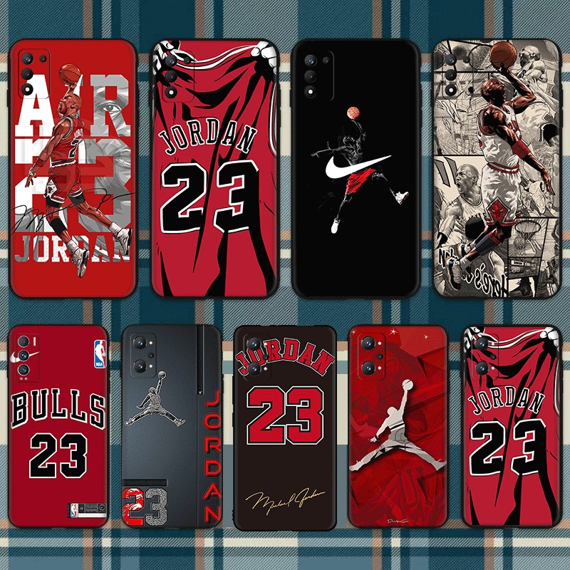 Realme 3 5 Pro 5i 5S Q 6 6i Bóng Rổ NBA Jordan 23 Vỏ Mềm TPU Vỏ Điện Thoại Di Động Màu Đen