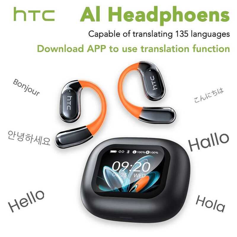 Tai nghe Bluetooth HTC NE27 AI OWS Màn hình LCD thể thao Tai nghe không dây Phát sáng Earhook Dịch T