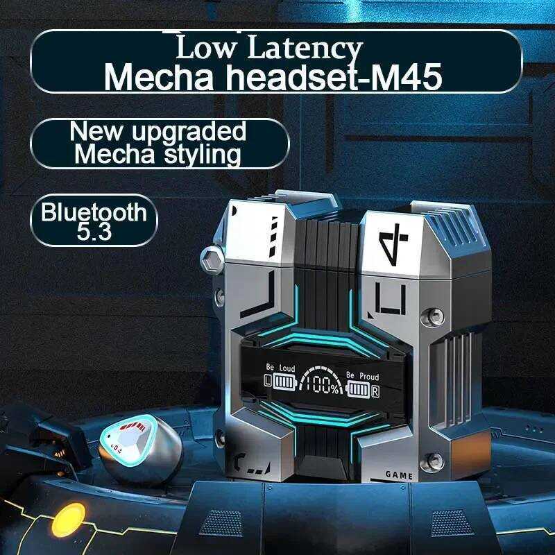 Tai nghe Bluetooth không dây M45 Tai nghe chơi game Mecha Độ trễ thấp Tai nghe nhét tai không giảm T