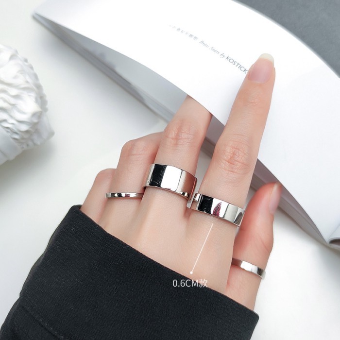 [Giảm Giá] Nhẫn Bóng Nhật Bản Hàn Quốc Nam Nữ Phiên Bản Hàn Quốc Thời Trang Đơn Giản Mặt Rộng Nhẫn M