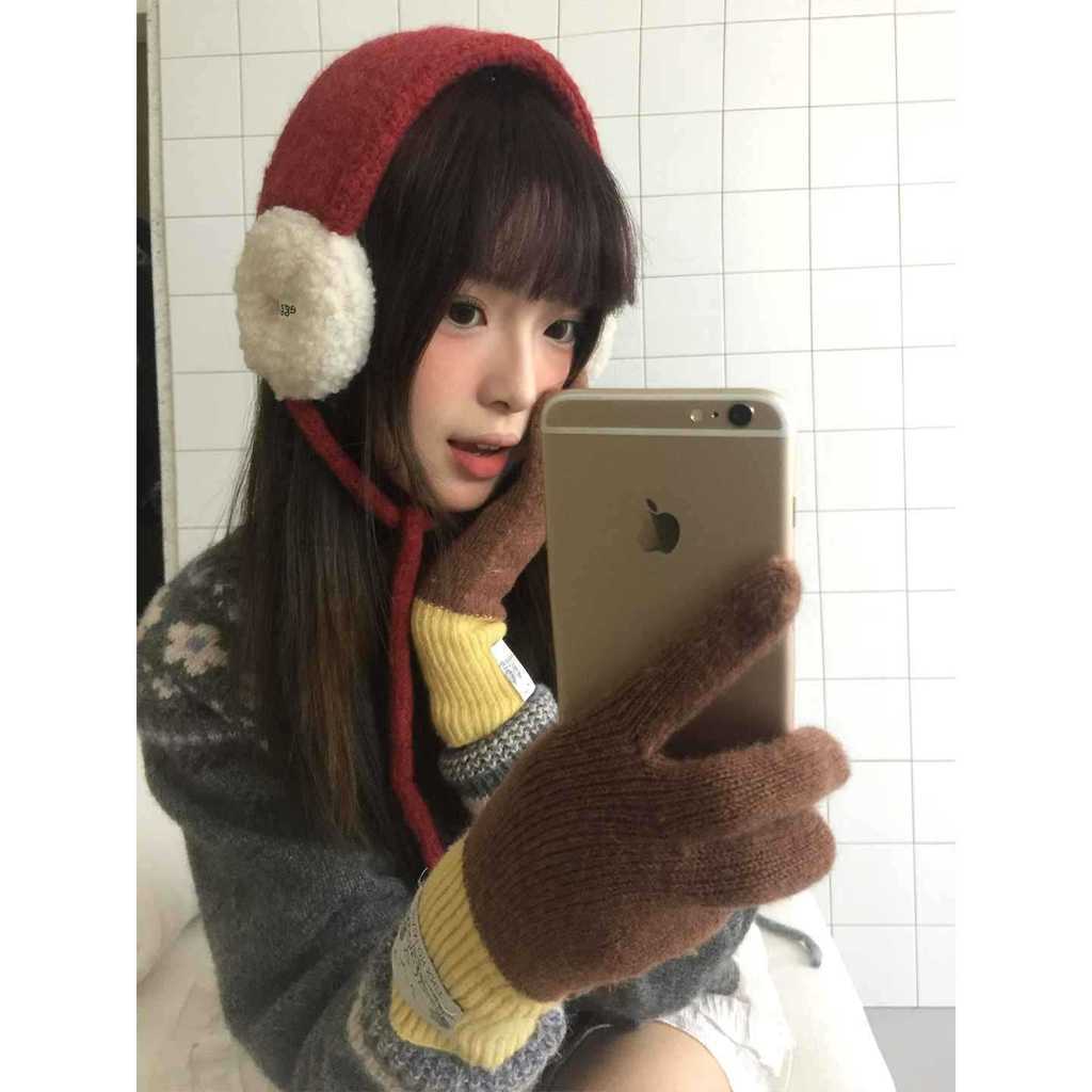 Bịt tai nữ màu vàng phiên bản Hàn Quốc, len sang trọng chống lạnh và gió cho mùa đông