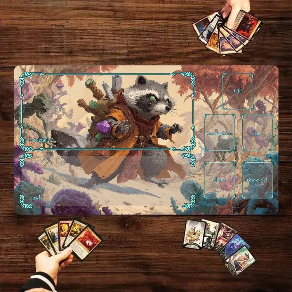 Magic Card Playmat với khu vực ma thuật gấu trúc chiến binh MTG playmat tập hợp thảm chơi game để bà