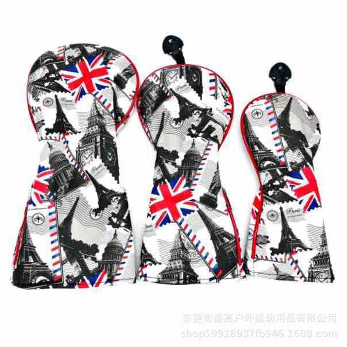 Golf Fairway Cover Wooden Case with Red Eiffel Tower Design