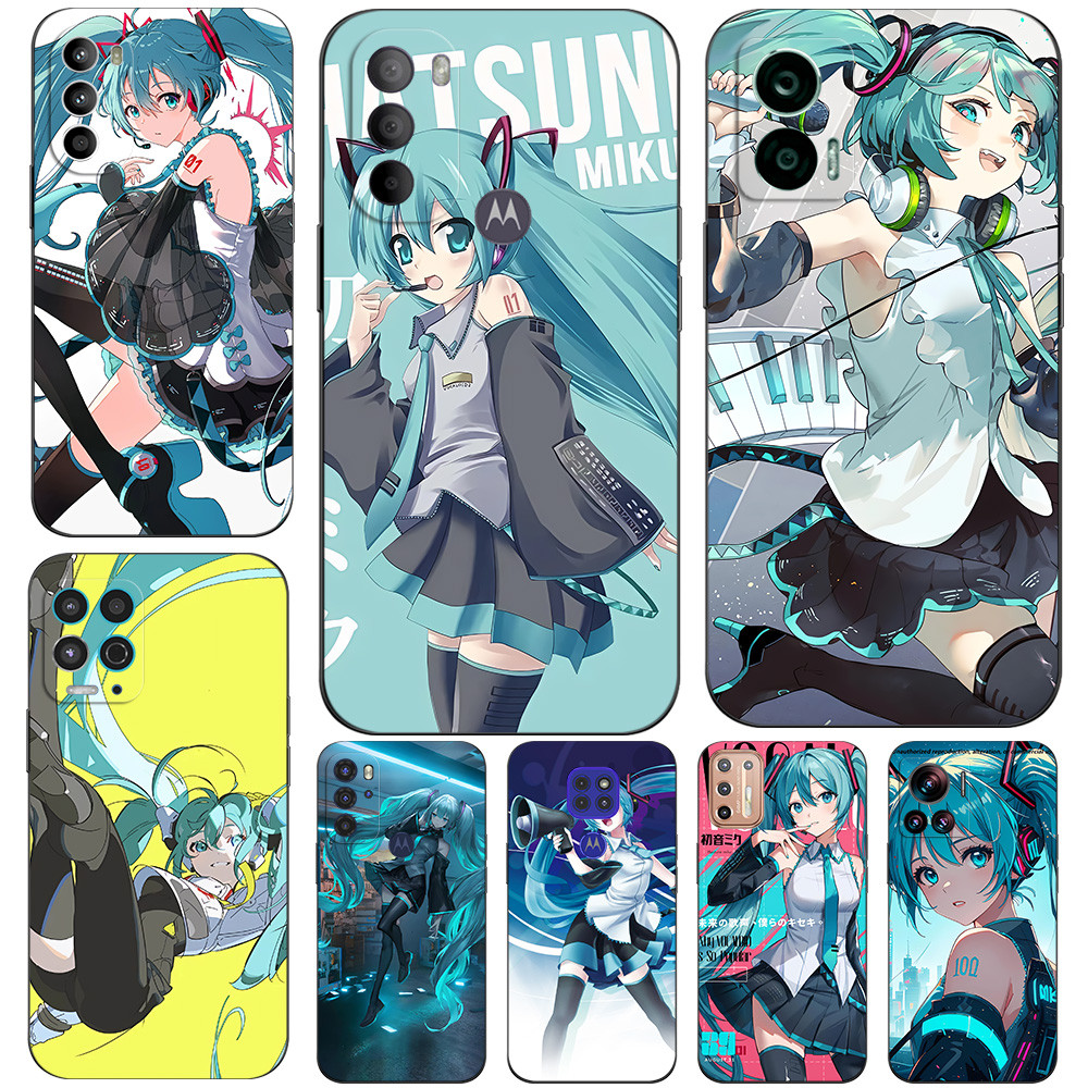 Ốp Lưng Cho Motorola Moto E20 E30 E40 E7 Plus Ốp lưng Silicon Mềm Đen Tpu Đáng Yêu Miku Hatsune