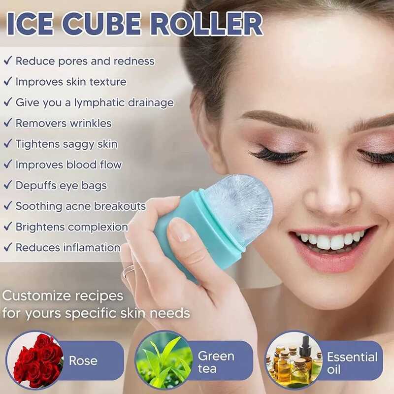 Silicone Ice Roller Rose Ice Mold Massage Mặt Ice Tray Dụng cụ làm đẹp Làm mát Chăm sóc da mặt Ice R