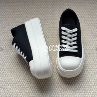 Phong Cách Mũi Lớn Đế Dày Tăng Chiều Cao Giày Trắng Mùa Xuân Phong Cách Mới Phù Hợp Với Giày Thể Thao Thông Thường