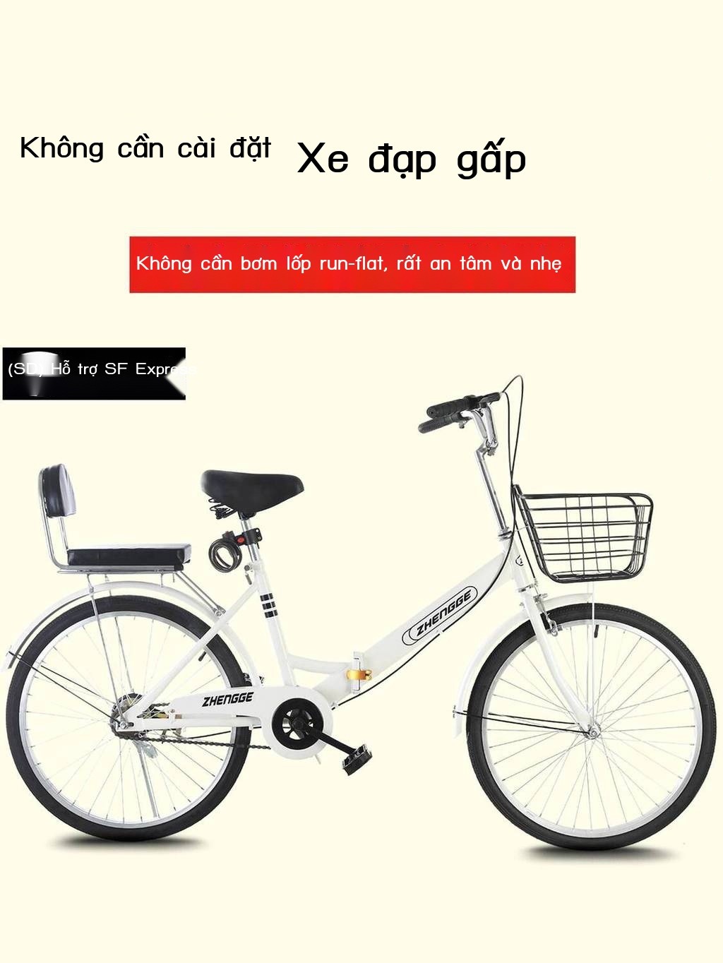 Xe gấp phụ nữ, nhẹ, xe đạp đi làm cho nam giới, lốp đặc 22inch 24inch 26inch