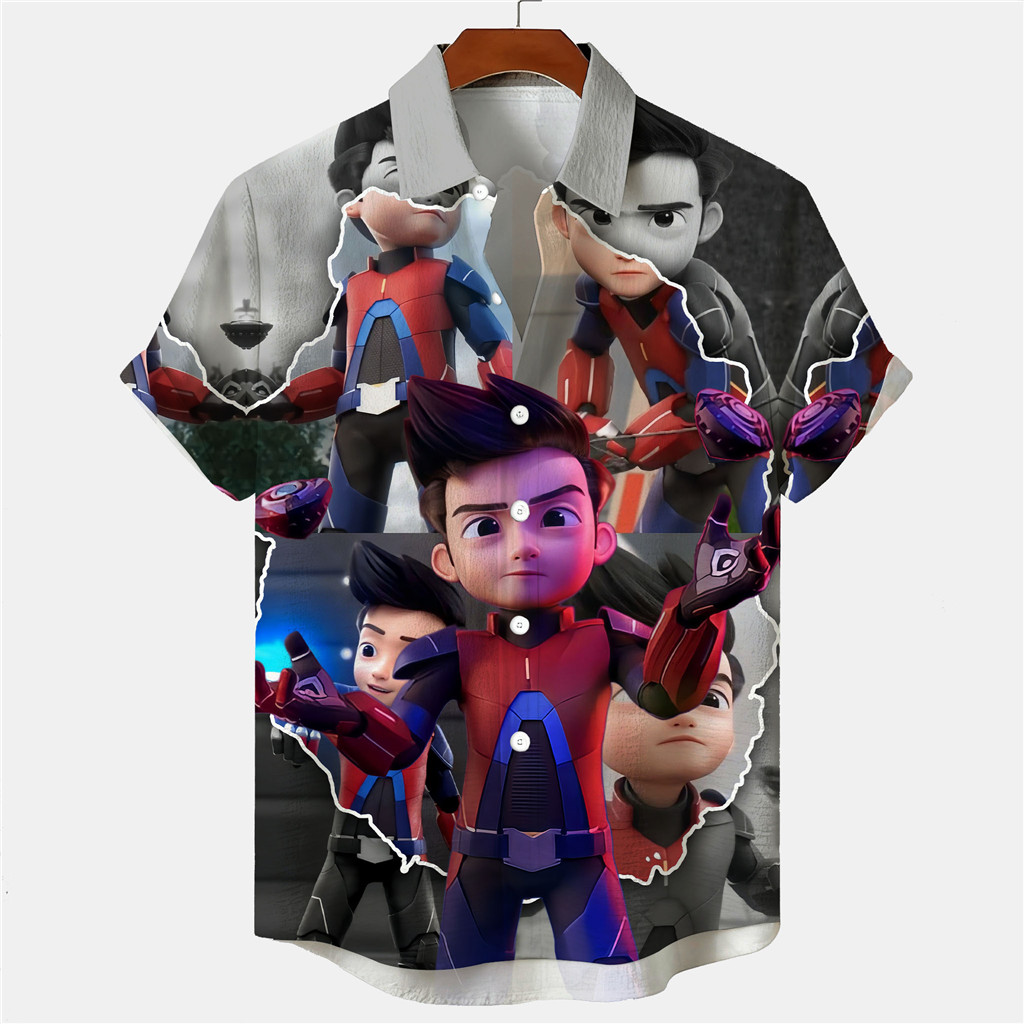 Áo sơ mi nam Barong họa tiết Ejen Ali, tay ngắn, phù hợp mùa hè