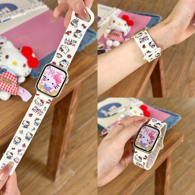 Garden kt Cat Thích hợp cho S10 Apple S9 Watch iwatch10 Dây đeo watch9 Silicon từ tính S8