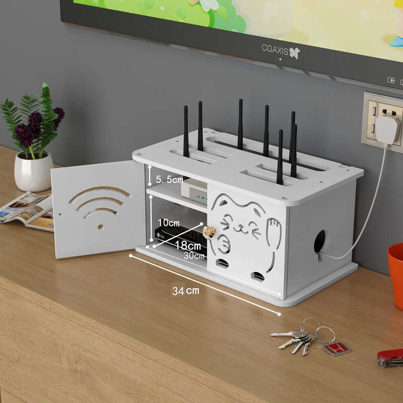 Hộp lưu trữ bộ định tuyến không đục lỗ WiFi Hộp nối không dây Cat Plug-In Board Dây Plug-In Top Box 