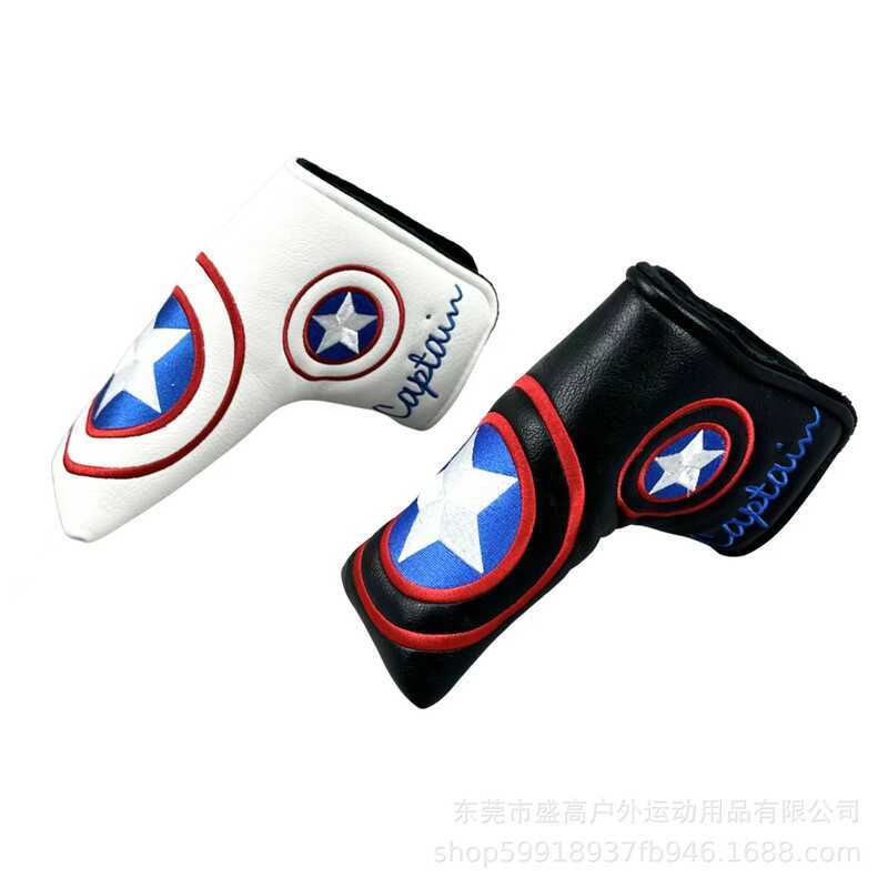 Golf Club Cover Captain America Hình chữ L Thẳng Putter Head Cover Nắp đóng từ tính Vỏ bảo vệ đầu bó