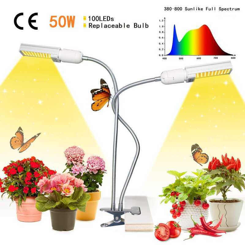 Ống kẹp đặc biệt Đèn thực vật 50W Thời gian làm mờ chu kỳ 24 giờ Giá đỡ đèn có thể thay thế Full Spe