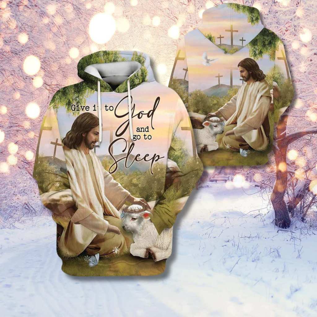 Áo Hoodie Jesus With Lamb - Give It To God - Áo thun Christian Unisex