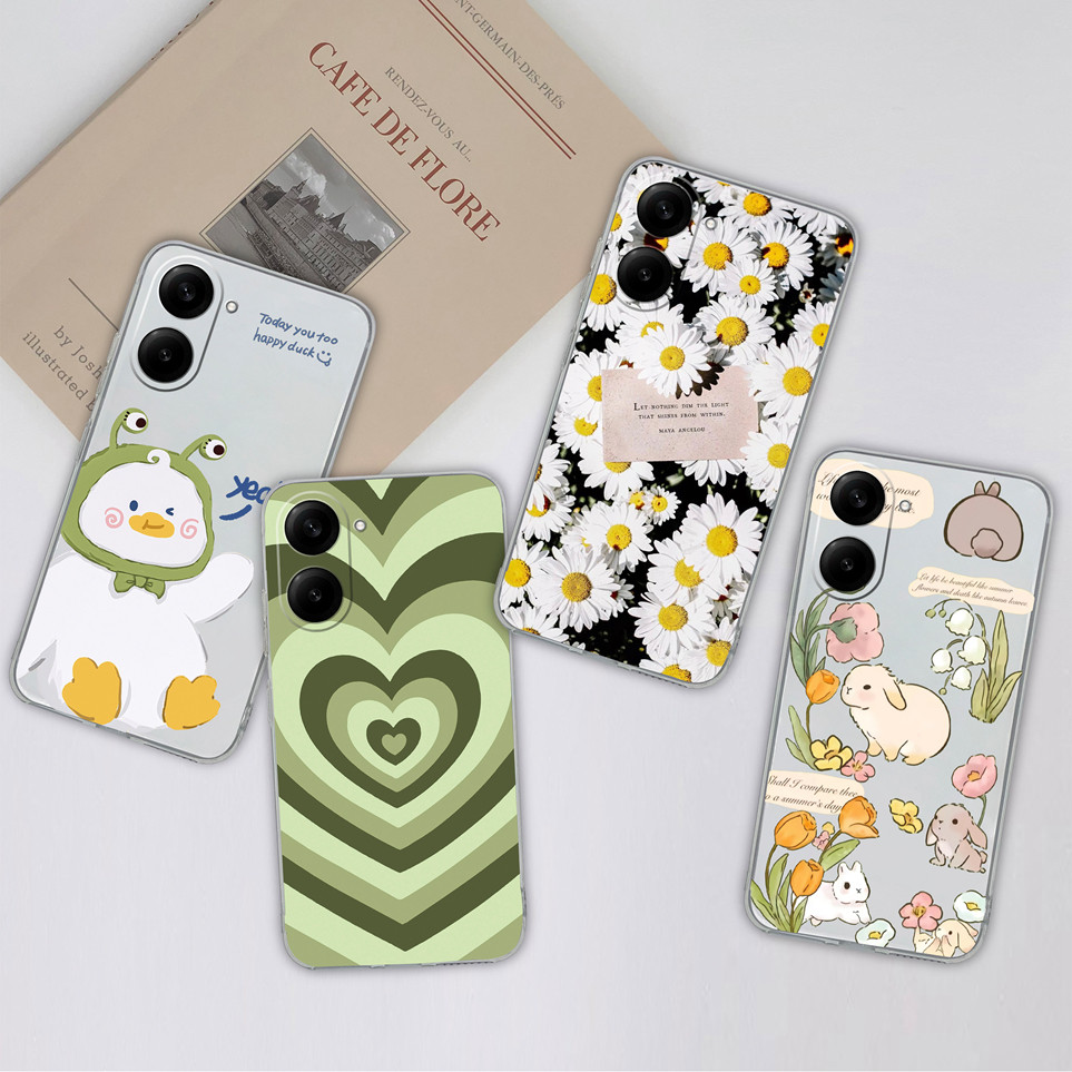 Vỏ Hợp Thời Trang Cho Redmi A5 Ốp Lưng Trái Tim Tình Yêu Hoa Cúc Vỏ Silicon Mềm TPU Trong Suốt Cho R