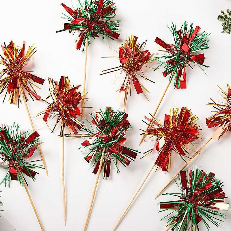 Mưa Lụa Trang Trí Bánh Cắm Đỏ Xanh Đỏ Vàng Năm Mới Nhiều Màu Sắc Mưa Lụa Sinh Nhật Món Tráng Miệng B