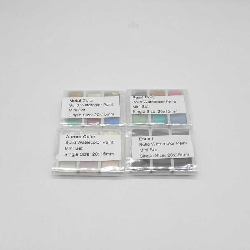 Boku-Undo Japan Professional Watercolors Solid s 6 màu Esumi Metal Pearl Aurora Mini Set Mẫu