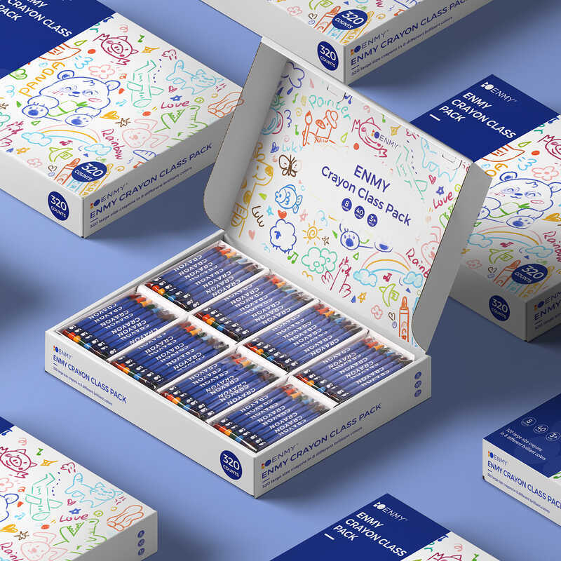 Enmi Phiên Bản Tiếng Anh Trẻ Em Crayons Hộp Lớn 40 Gói Bút Chì Không Bẩn Tay An Toàn Có Thể Giặt Đượ