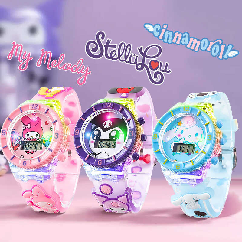 Bán buôn AO Teman Light Music Trẻ em Phim hoạt hình Đồng hồ điện tử Anime Toy Sanrio Light Music Wat