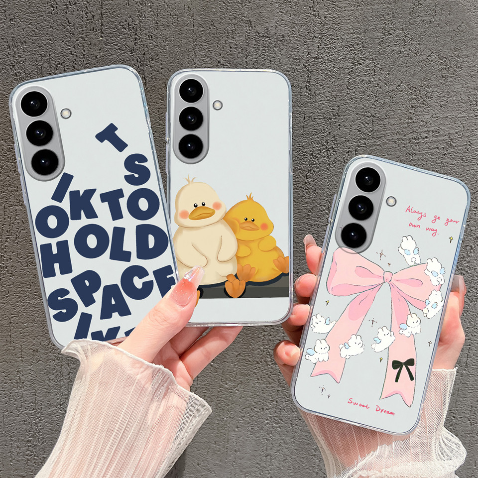 Dành Cho Samsung Galaxy S26 Plus S26 Ultra Vỏ Nơ Màu Hồng Vịt Vàng Vỏ Chống Rơi Silicon Chống Sốc Tr