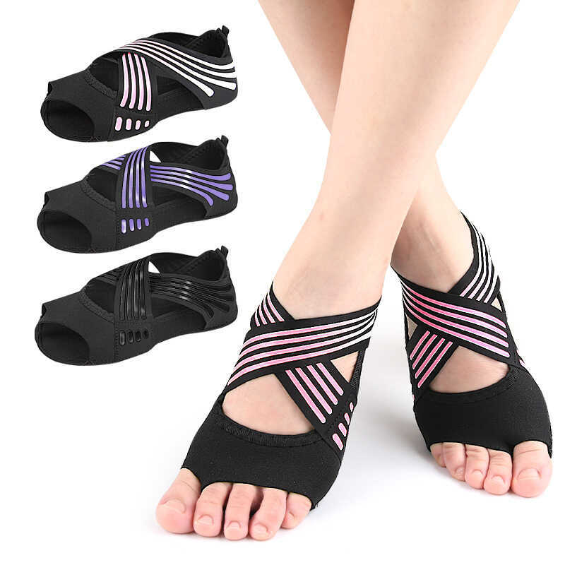 Giày Yoga Đế Mềm Nữ Nhẹ Chống Trơn Trượt Pilifting Năm Gót Giày Khiêu Vũ Mở Mũi Tập Thể Thao Trên Kh