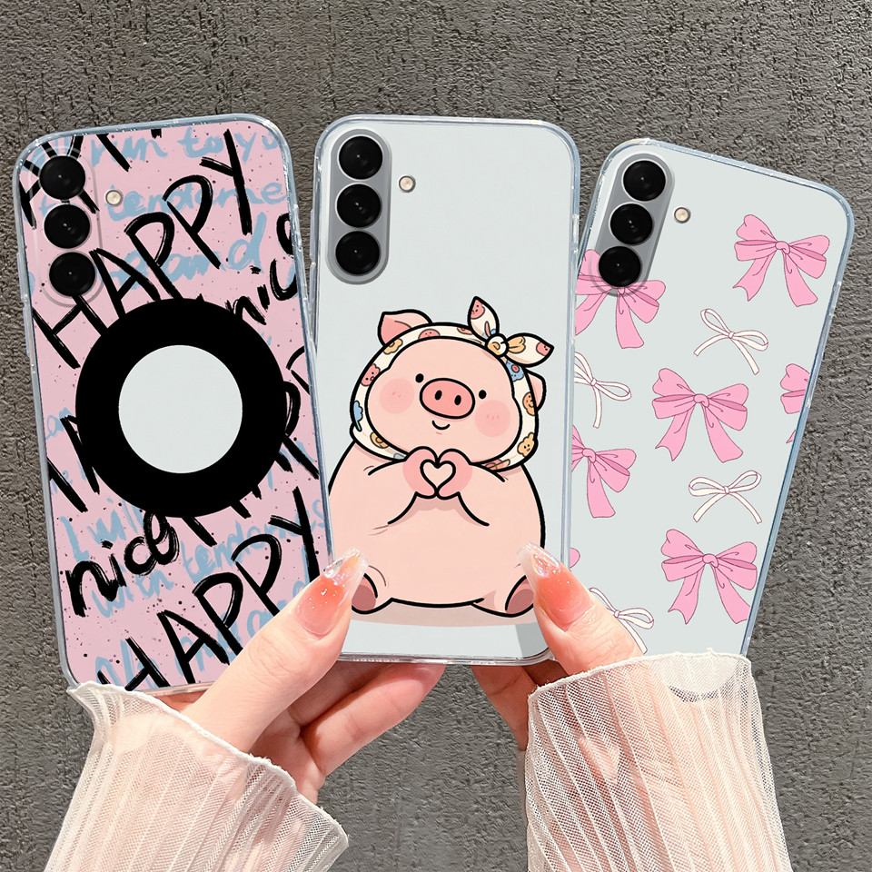 Ốp Lưng Cho Samsung Galaxy A26 A25 A24 A23 Nơ Màu Hồng Hình Chú Heo Dễ Thương Chống Rơi Chống Sốc Tr