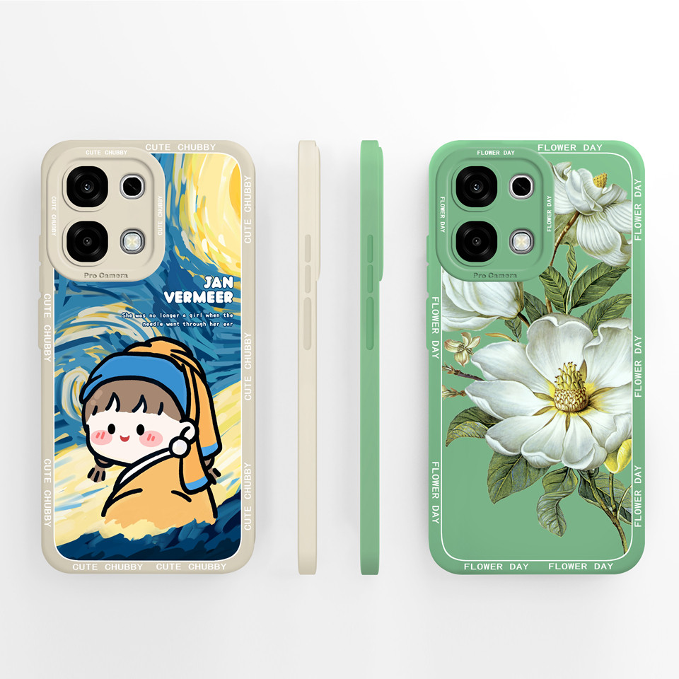 Ốp Lưng Cho OPPO A6 A6 Pro Tranh Sơn Dầu Hoa Nhài Chất Lỏng Chống Sốc Chống Rơi Chống Vân Tay Vỏ Chấ