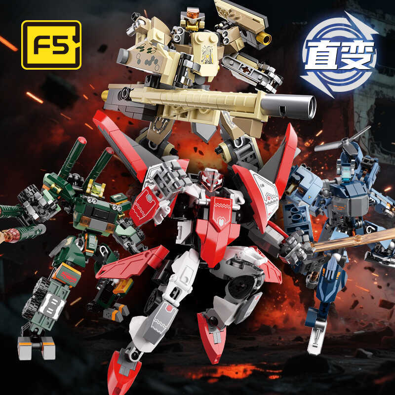 Jiaqi Khối Xây Dựng F5 Nứt Trống Bóng Đỏ Mecha Sky Storm Trực Tiếp Biến Dạng Robot Máy Bay Lắp Ráp H