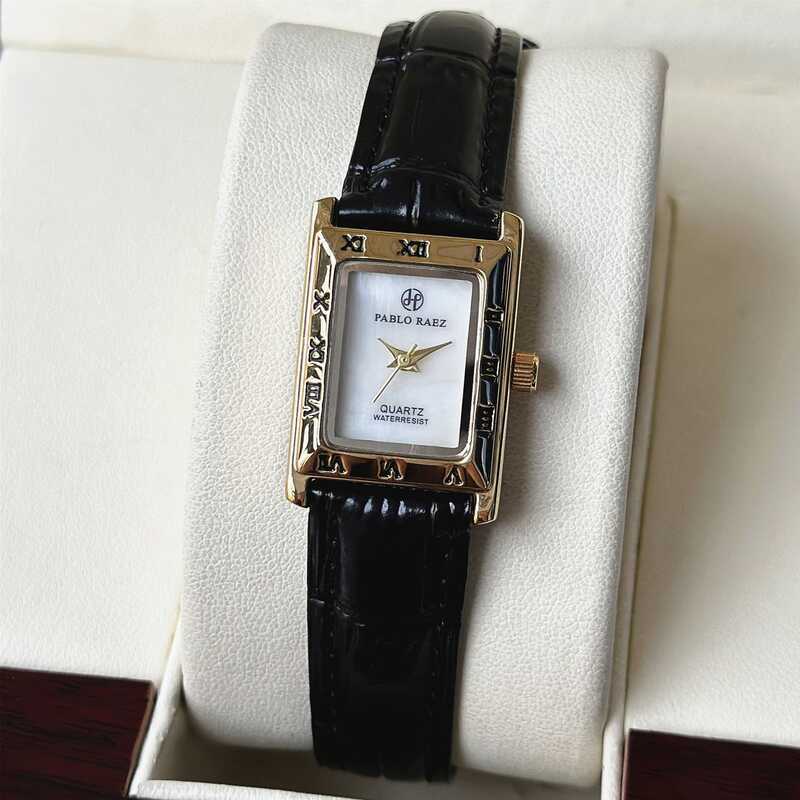 PABLO RAEZ Mặt Vuông Thời Trang Thắt Lưng Nữ Đồng Hồ Retro Phong Cách Trung Cổ Niche Ánh Sáng Sang T