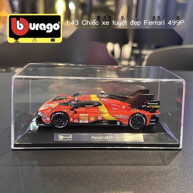[Ảnh thật/Sẵn] Mô Ferrari 499P tỷ lệ 1:43 phiên bản Deluxe, mô hình xe hợp kim đua Le Mans 296GTB,