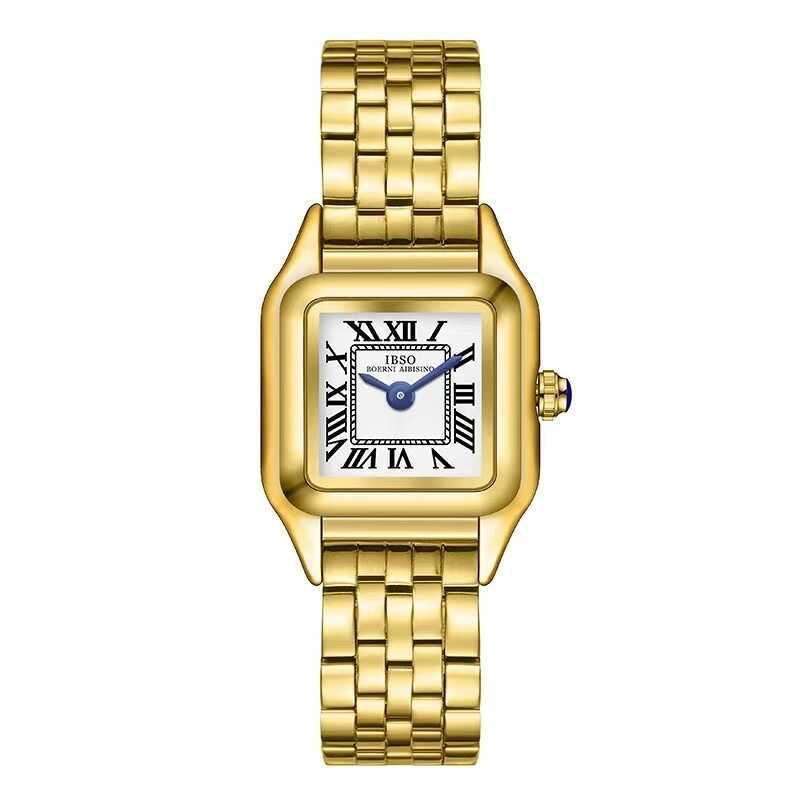 Nhà sản xuất Cung cấp IBSO IBSO Retro Feel Vuông Mặt số nhỏ Dây thép Đồng hồ nữ 1199 Đồng hồ nhỏ Nữ