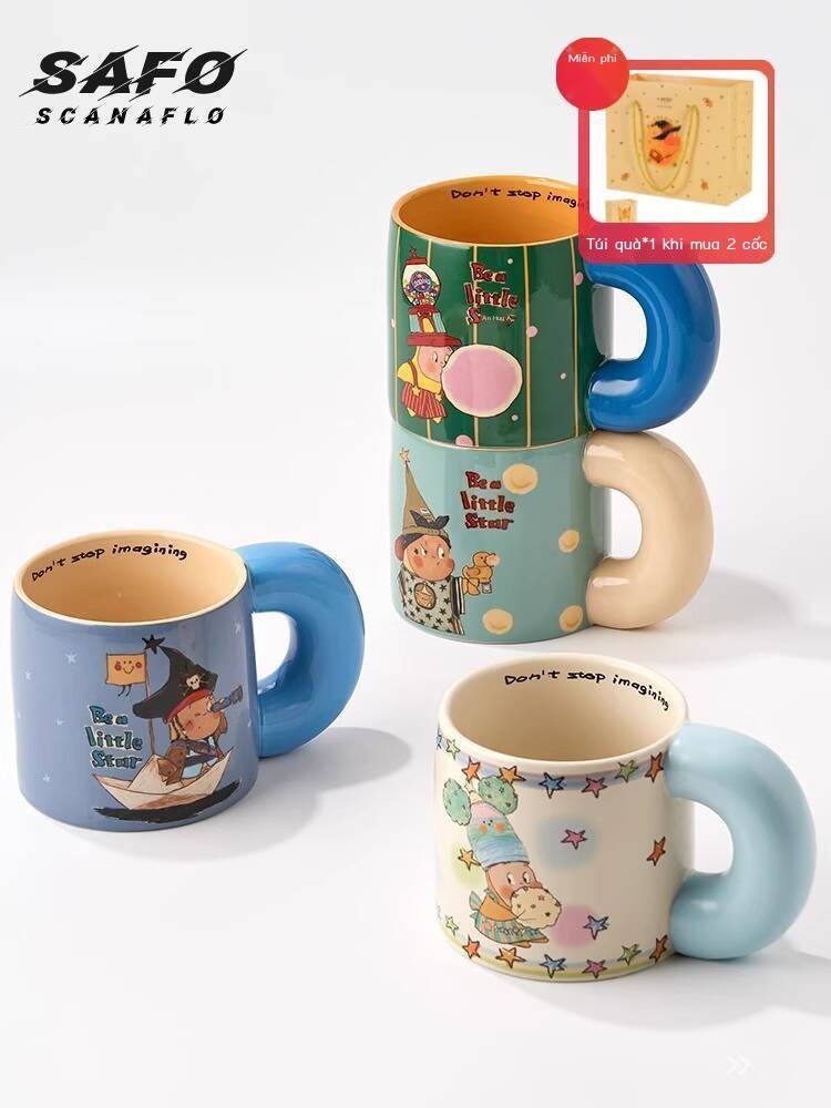 [GIÁ TỐT CHỌN MẪU] Ly sứ đôi SAFO Star People, ly nước cặp đôi, sinh nhật cho cô gái, quà lưu niệm