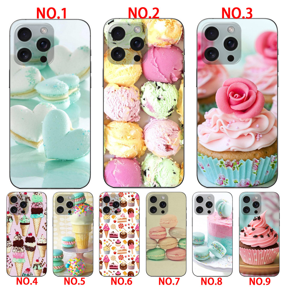 HỒNG Trái Tim Món Tráng Miệng Kem Macarons Bánh Vỏ Điện Thoại Huawei Y7A Y9S Nova 8i Pura 70 Nova 12